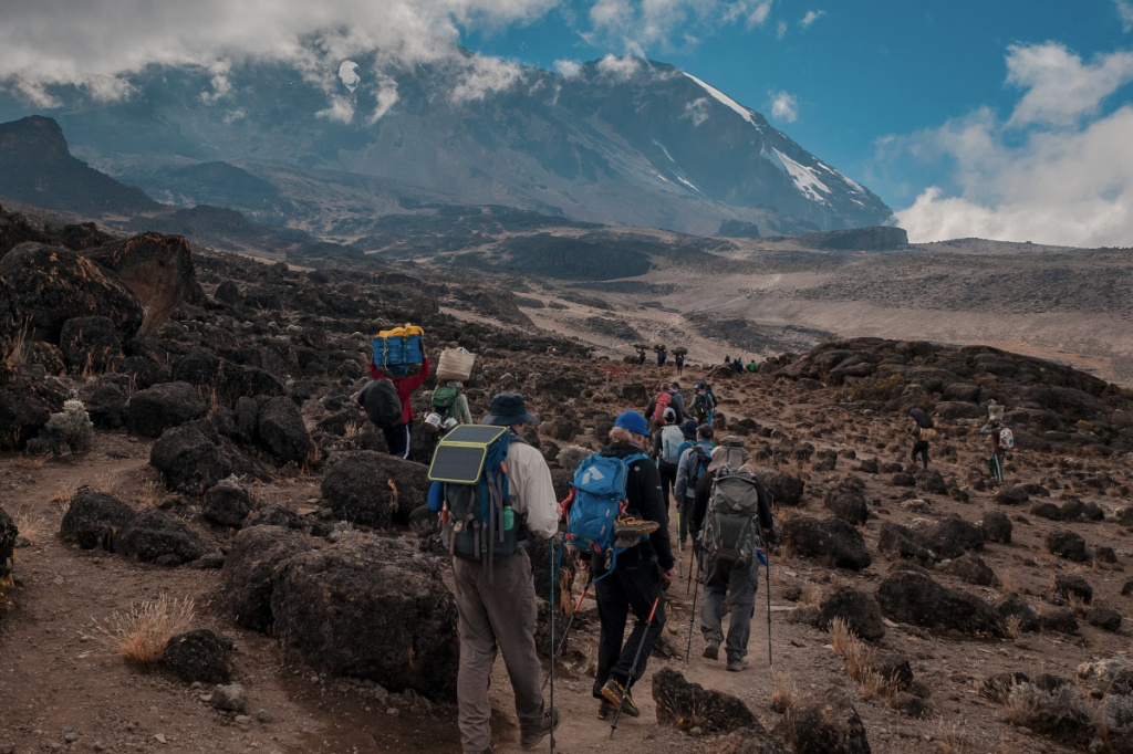 Trekkers on the way to Lava Tower